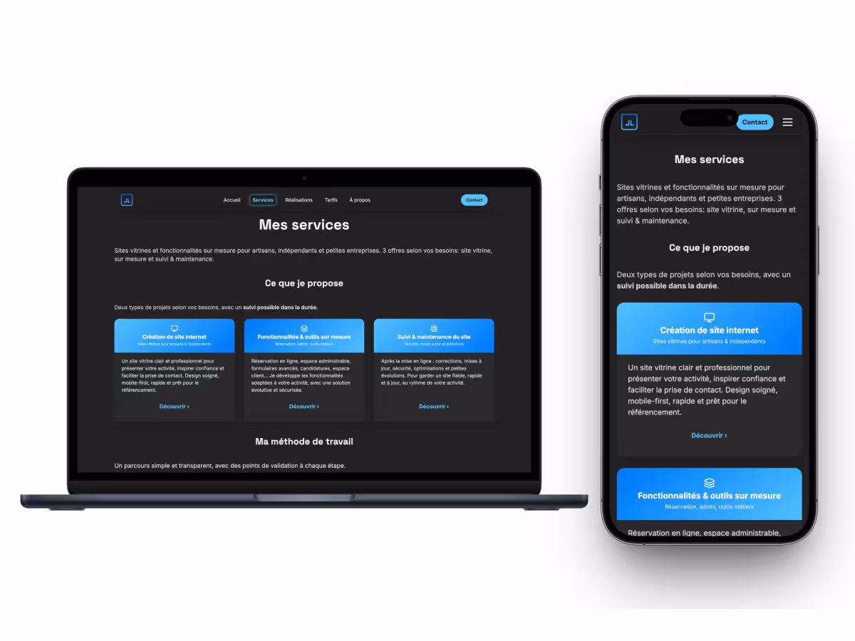 Aperçu du projet Julien Lisita – Site professionnel & réservation